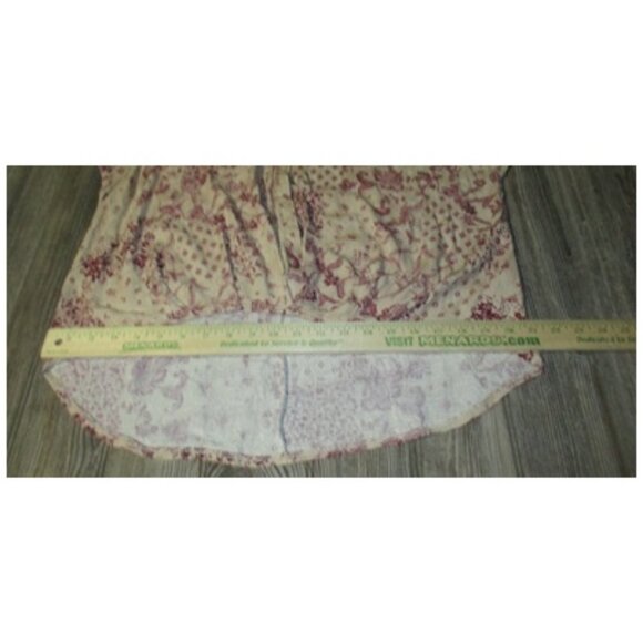 Daytrip Womens Small Tie Slv Top Taupe Burgundy Fairy Grunge Cottage Core Boho - Picture 9 of 13